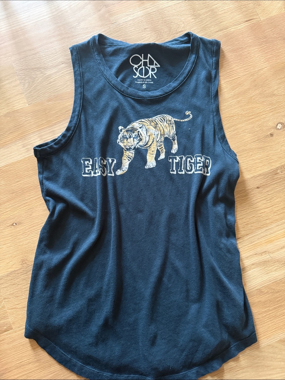 Chaser Black Tank with Yellow Tiger Graphic Small $68